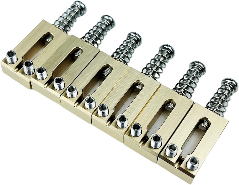 Kaynes 6PCS 10.8mm Guitar Bridge Saddles – Brass Tremolo Bridges Saddle for Fender Telecaster Tele TL Stratocaster Strat ST Style Electric Guitar Replacement (10.8MM) - Image 3